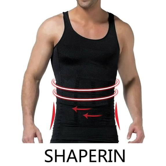 MISS MOLY Men's Slimming Body Shaper Compression Tank Top Vest Shirt Abs Shapewear