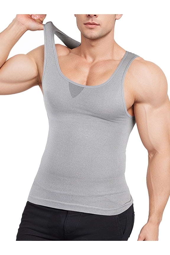 Men's Slimming Body Shaper Vest Shirt Abs Abdomen Compression Shirt Moobs Workout Tank Tops Undershirts