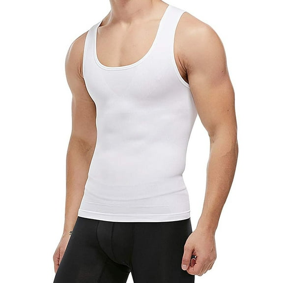 MISS MOLY Men's Slimming Body Shaper Vest Shirt Abs Abdomen Compression Shirt Moobs Workout Tank Tops Undershirts