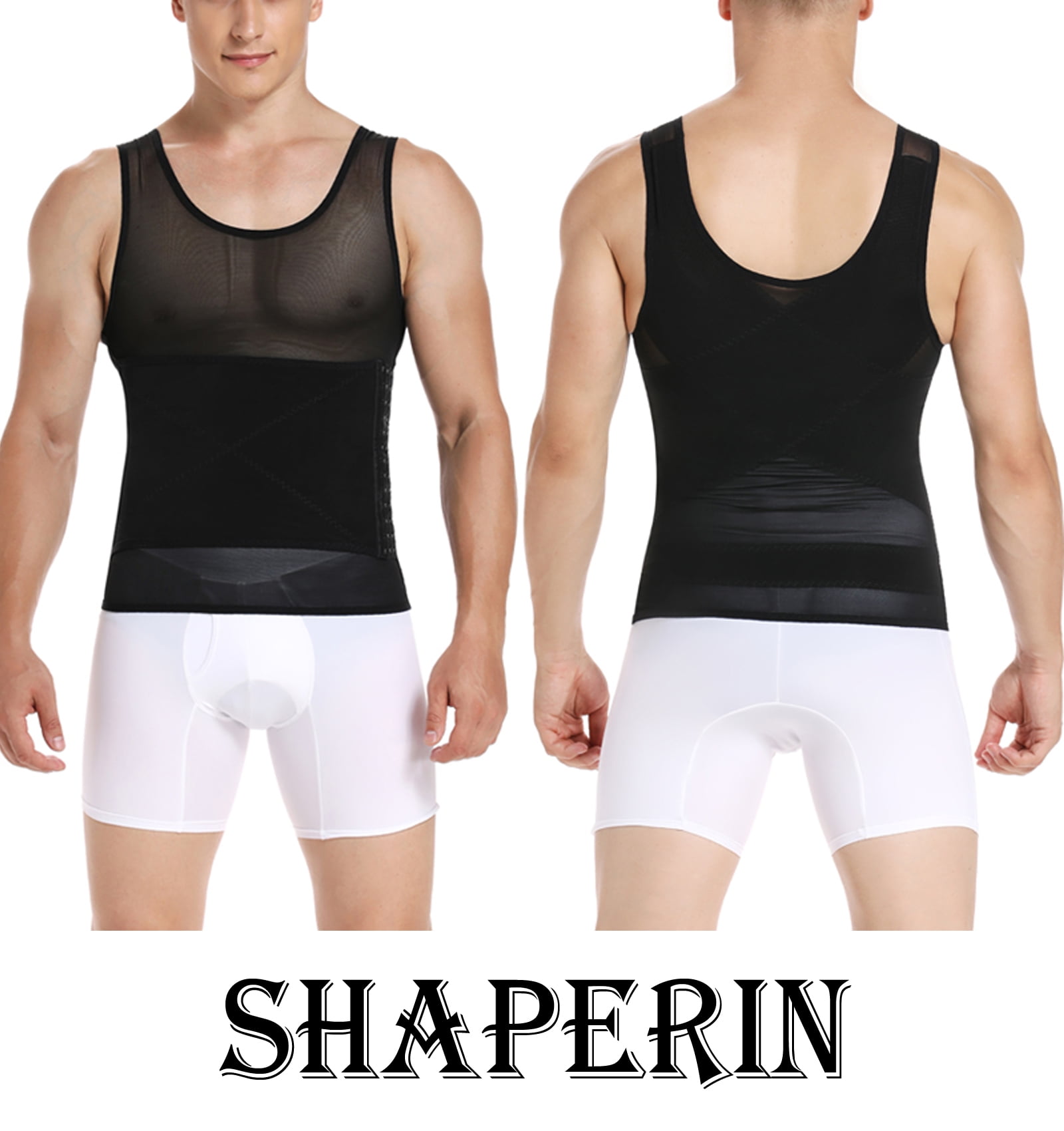 SHAPERIN Mens Body Shaper Compression Shirts Abdomen Shapewear Tummy