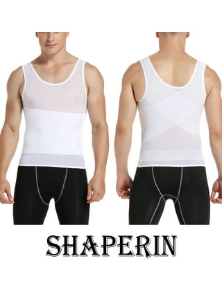 QRIC 2 Pack Mens Compression Shirts Shapewear Slimming Body Shaper Tank Top  Vest Belly Control Undershirt Black 2XL 