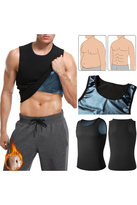 Sauna Sweat Body Shaper for Mens Premium Polymer Workout Tank Top Weight Loss Waist Trainer Sauna Vest