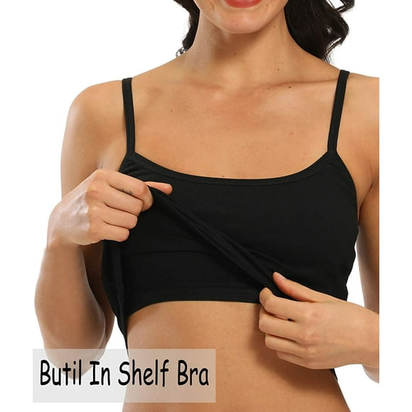 Women Camisole Shelf Bra with Adjustable Strap Stretch Tank Top Basic Layering Cami Top for Daily Wearing