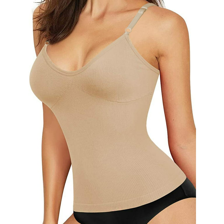 Women Camisole with Built-in Bra Cup Strap Supportive Padded Tank Top  Layering