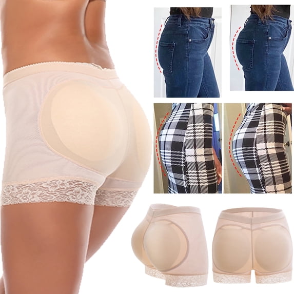 MISS MOLY Women Seamless Butt Lifter Padded Lace Panties Enhancer Underwear Shorts