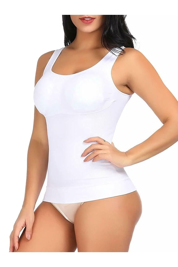 Women's Compression Camisole with Built in Removable Bra Pads Body Shaper Tank Tops