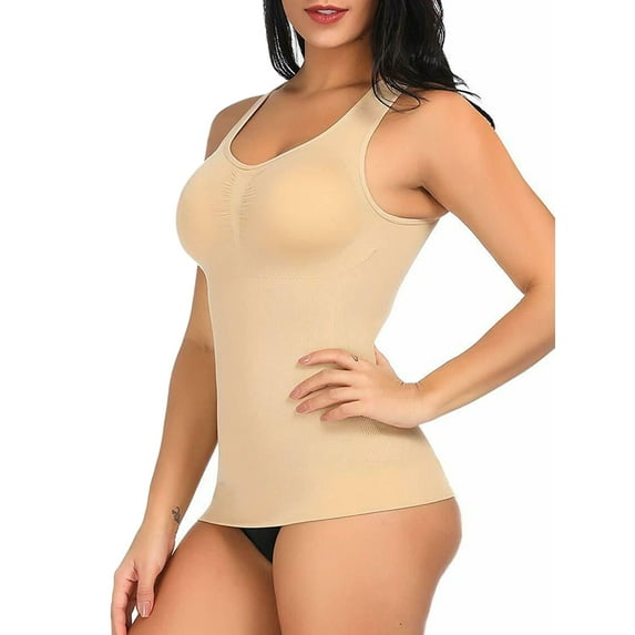 MISS MOLY Women's Compression Camisole with Built in Removable Bra Pads Body Shaper Tank Tops