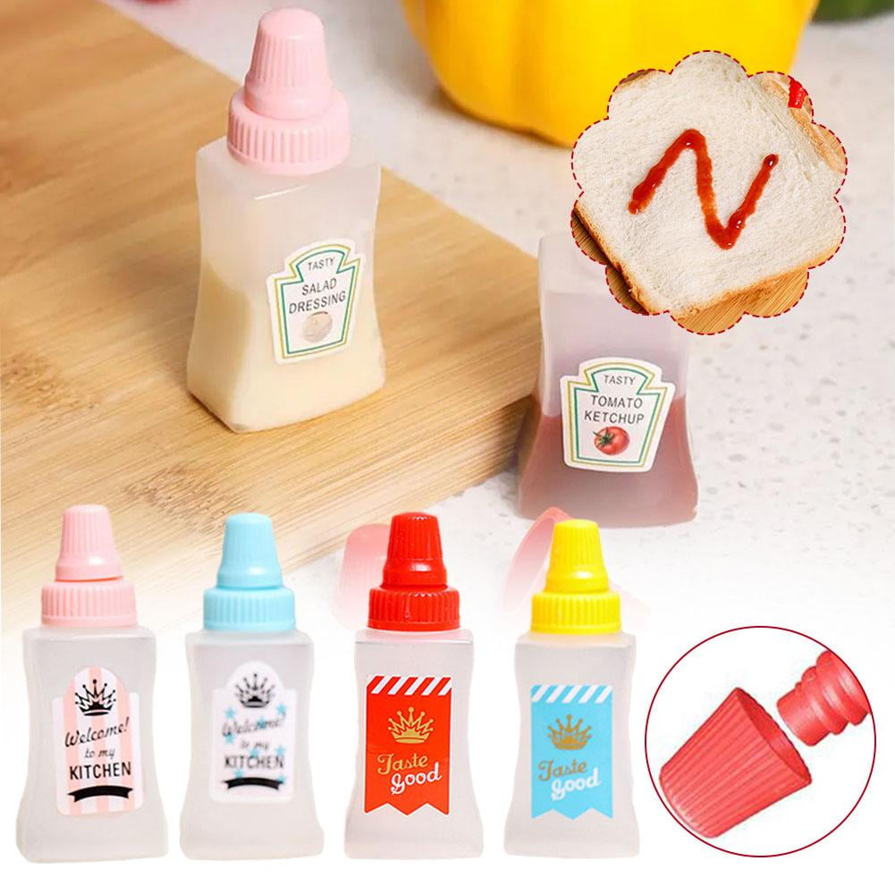 SHAPERME 2/4x Mini Tomato Ketchup Bottle Portable Sauce Salad Dressing