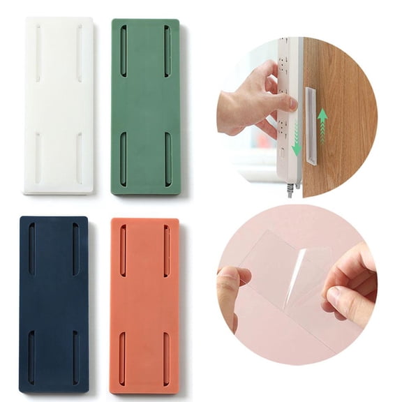SHAPERME 4x Socket Holder Plug Fixer Wall- Mounted Power Strip Holders Sticker Punch