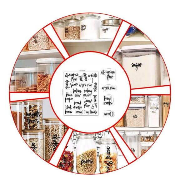 SHAPERME 8PC Kitchen Pantry Vinyl Decal labels Stickers Jar Food Inspired 2021