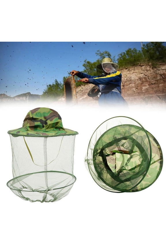 Beekeeping Cowboy Hat Mosquito Bee Insect Net Veil Face Protective Head Hat