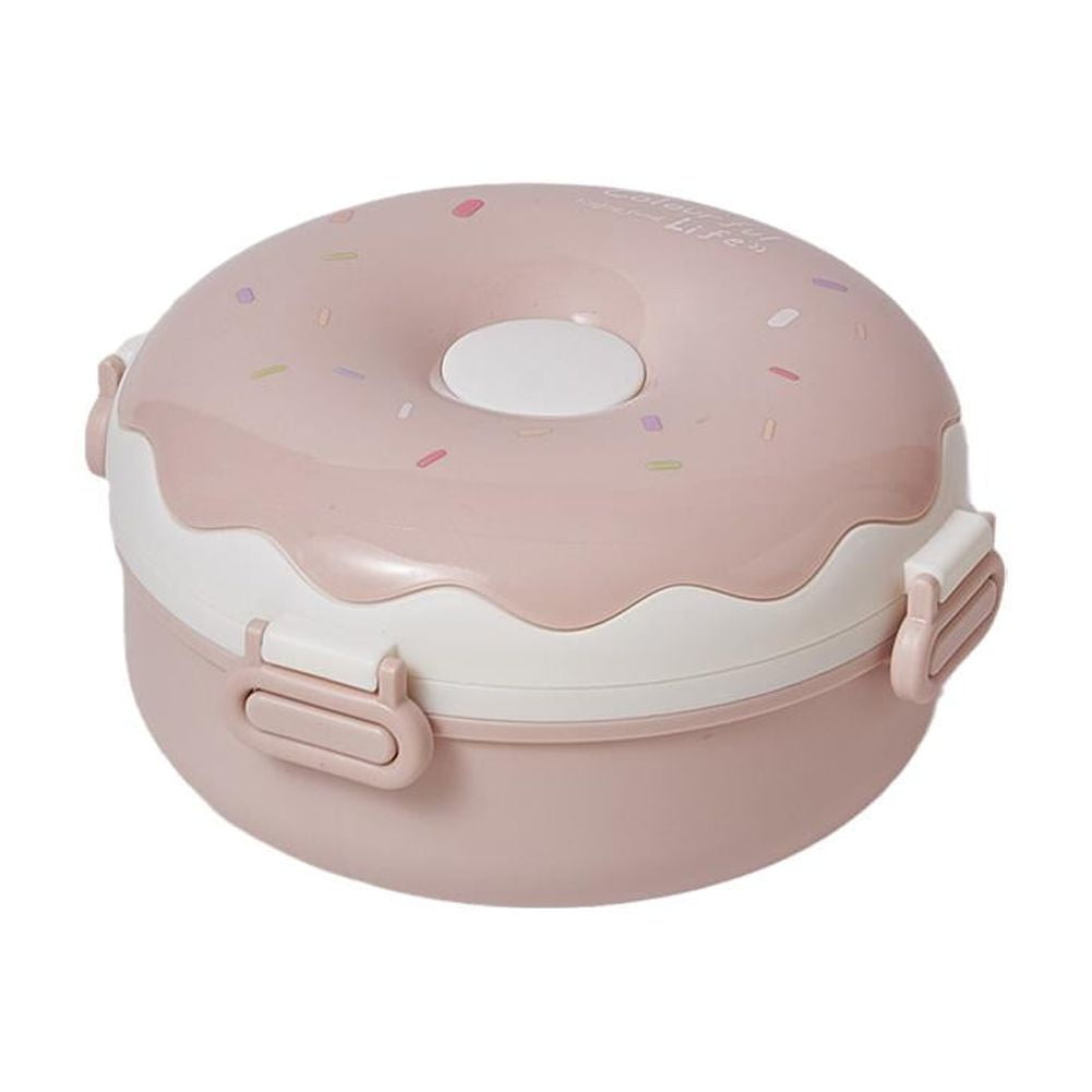 SHAPERME Donut Lunch Box Round Shape Divided Box With Lid Includes γ∫