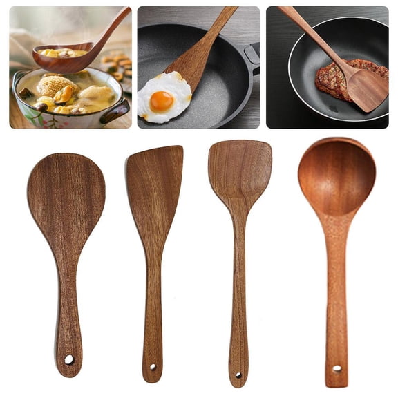 SHAPERME Ebony Spatula Natural Kitchen Utensils Set
