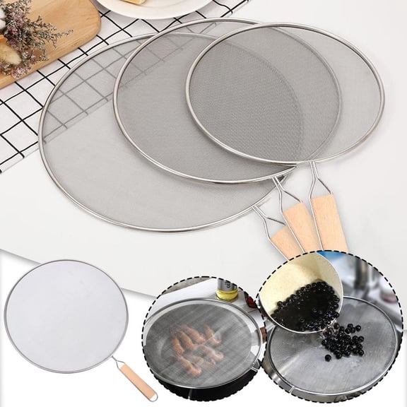 SHAPERME Kitchen Stainless Steel Splatter Screen With Handle M4J7 Splas and Anti-oil