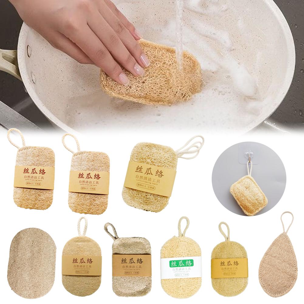 SHAPERME Natural Luffa Dishwashing Cloth Loofah Scrub Pad Dish Clean Q7