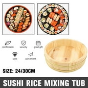 SHAPERME 30cm Rice Sushi Bowl Wooden Tub Mixing Bucket Wood Oke Hangiri Japanese Barre /,