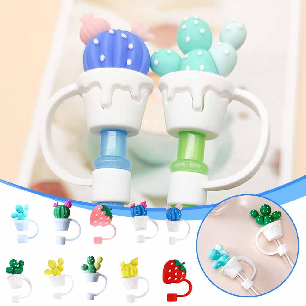 SHAPERME Silicone Straw Tips Cover Lovely Cartoon Reusable Drinking ...