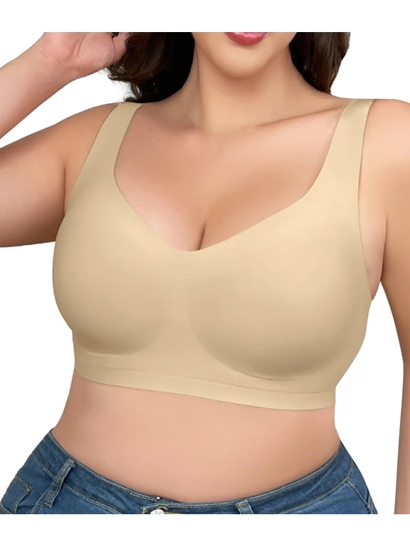 Bras for Women No Underwire Seamless Oversized Everyday Bra Comfort Wireless Padded Soft Support Bralette