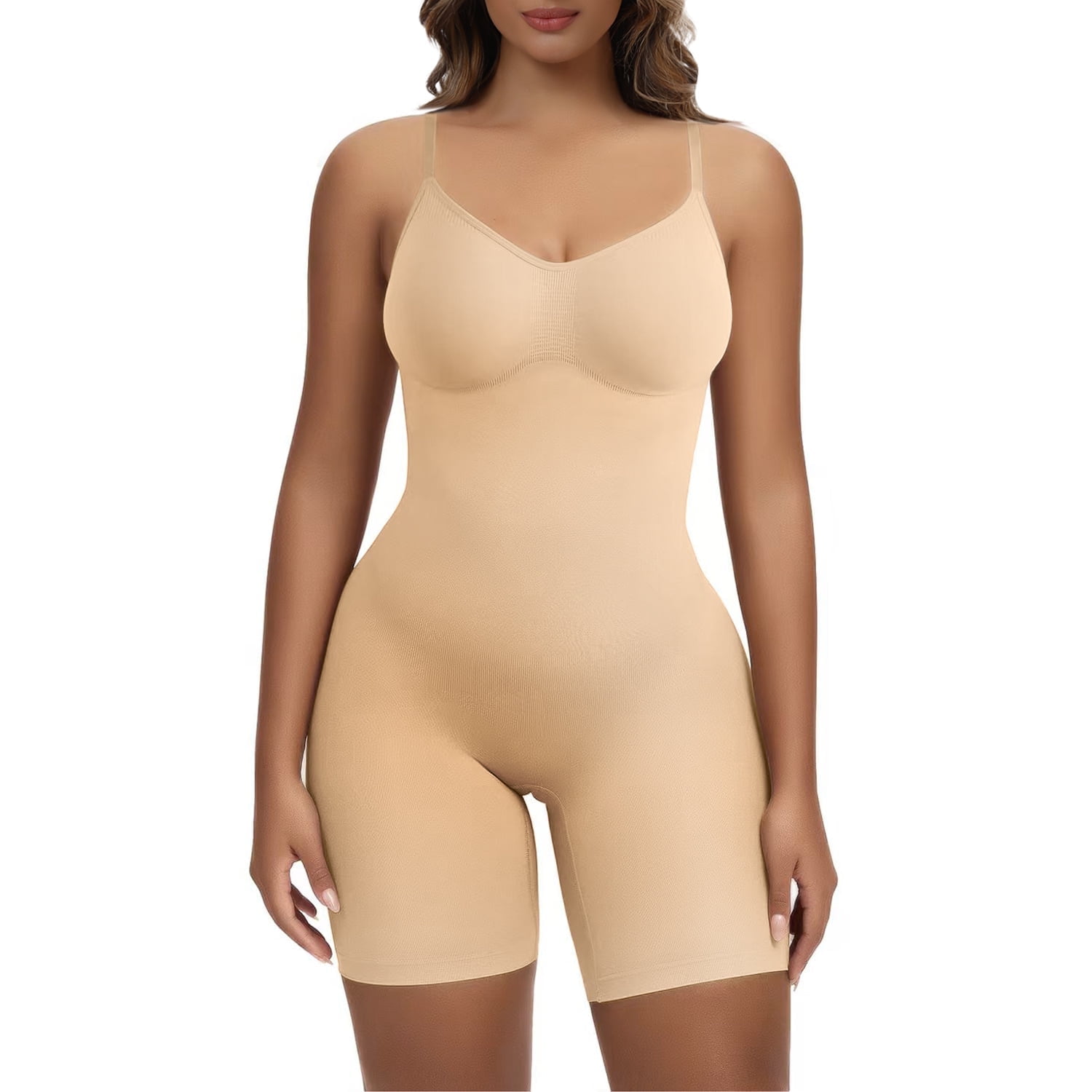 SHAPERX Beige Bodysuits for Women Tummy Control Shapewear Seamless Sculpting Butt Lifter Body Shaper