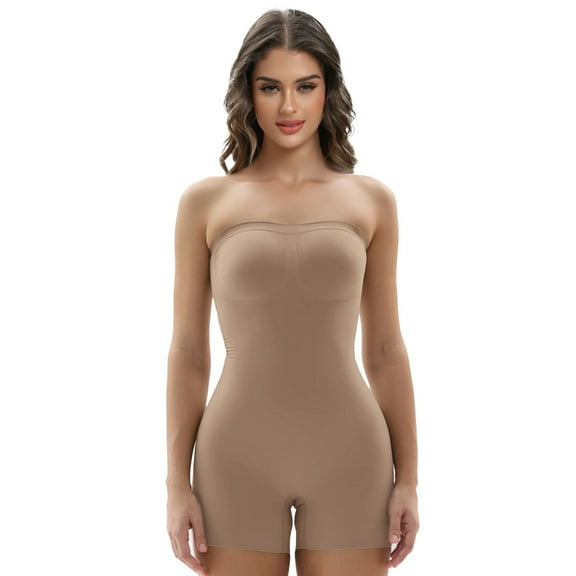 SHAPERX Strapless Bodysuit for Women Tummy Control Shapewear Butt Lifter Full Body Shaper with Removable Straps