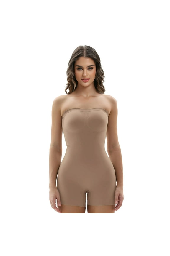 Strapless Bodysuit for Women Tummy Control Shapewear Butt Lifter Full Body Shaper with Removable Straps
