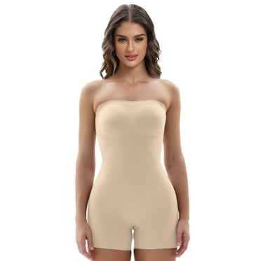 SHAPERX Strapless Bodysuit for Women Tummy Control Shapewear Butt Lifter Full Body Shaper with Removable Straps