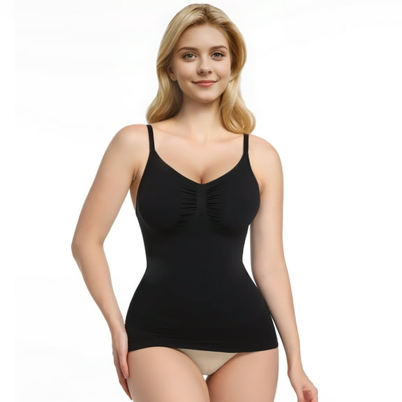 SHAPERX Women’s Seamless Tummy Control Shapewear Tank Top Slimming Shaping Camisole with Adjustable Straps & Anti-Roll Hem