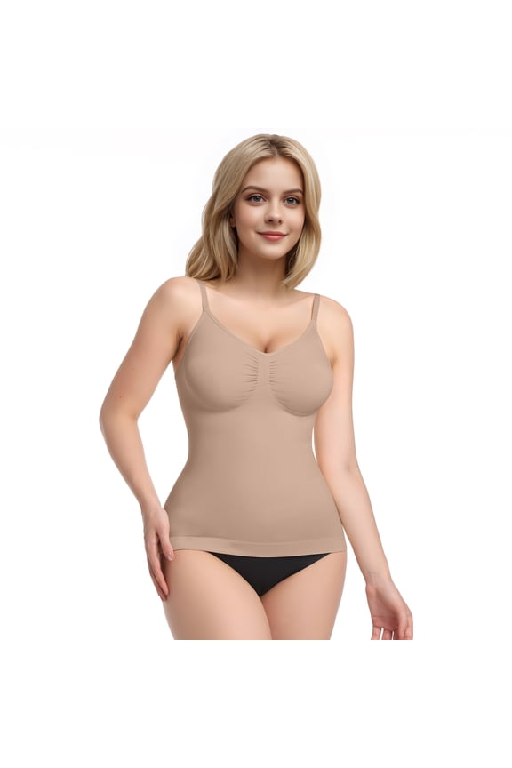Women’s Seamless Tummy Control Shapewear Tank Top Slimming Shaping Camisole with Adjustable Straps & Anti-Roll Hem
