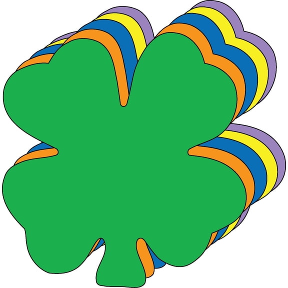 SHAPES ETC. Four Leaf Clover Assorted Color Creative Cut-Outs- 3