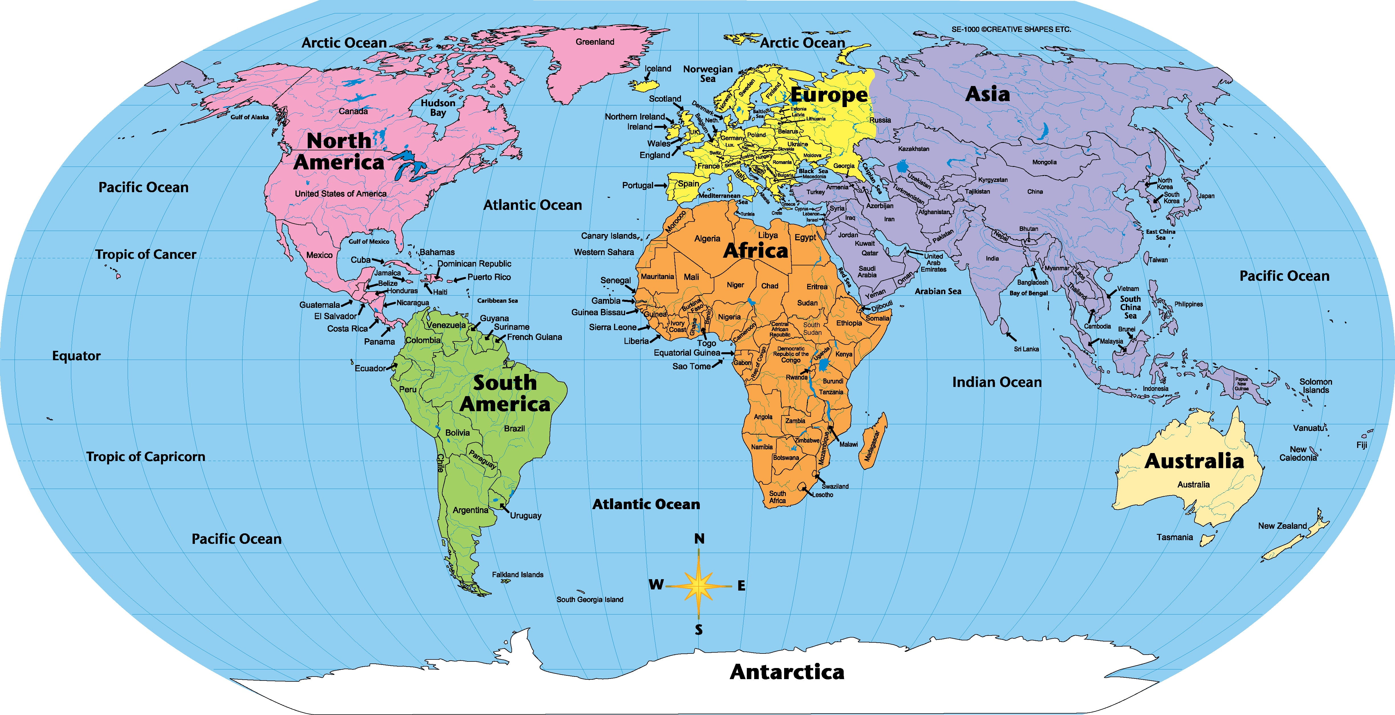 Colorful Laminated World Map Notepad, 8'' x 16''