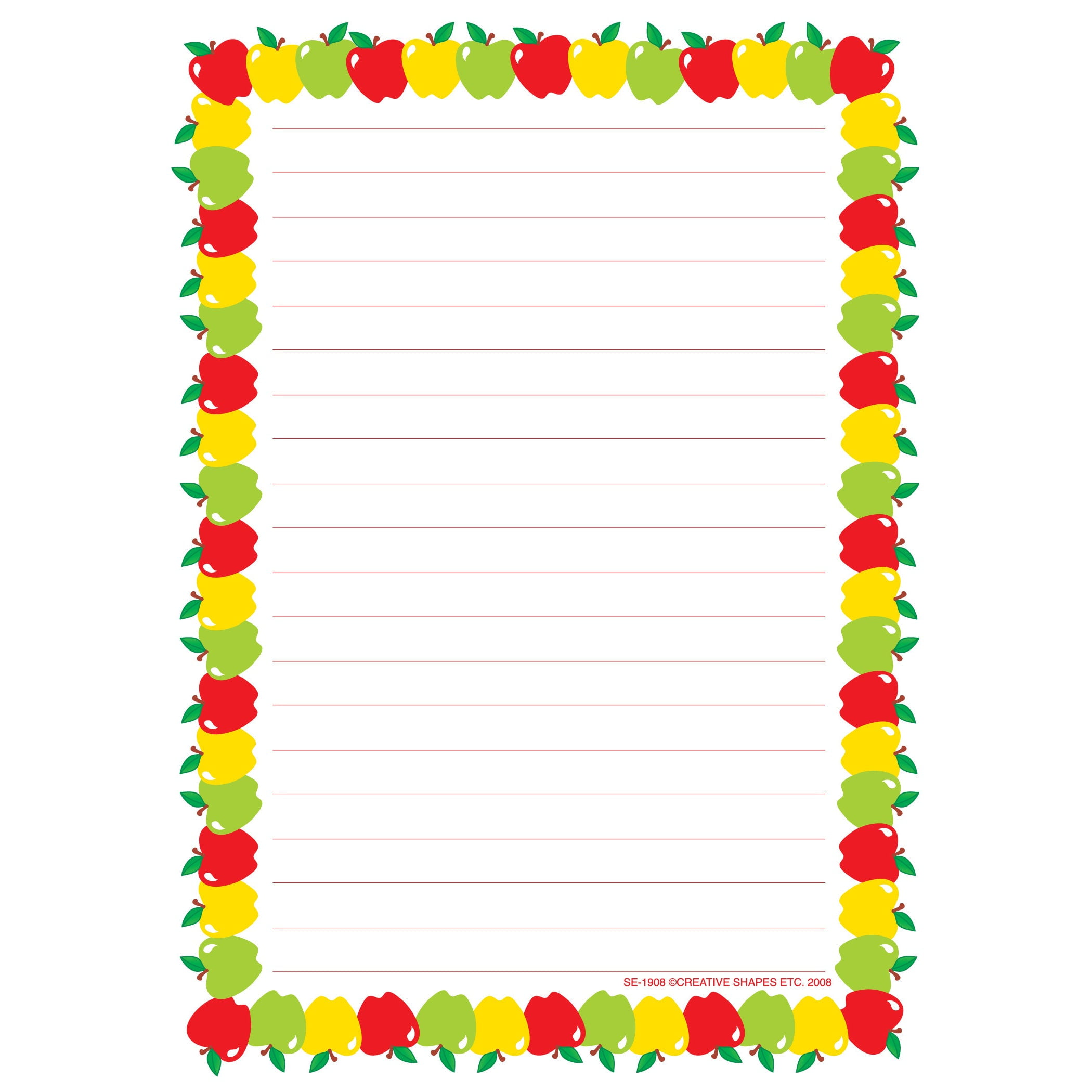 CREATIVE SHAPES SHAPES ETC. Large Notepad Apple/Lined