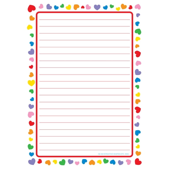 SHAPES ETC. Large Notepad - Heart Border