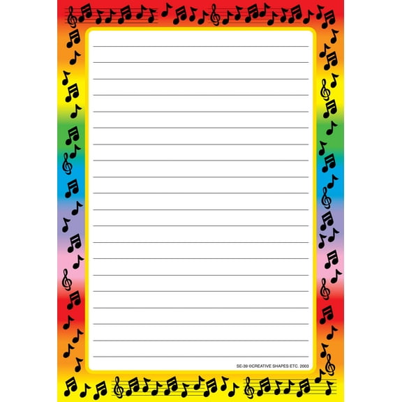 SHAPES ETC. Large Notepad - Music Border / Lined