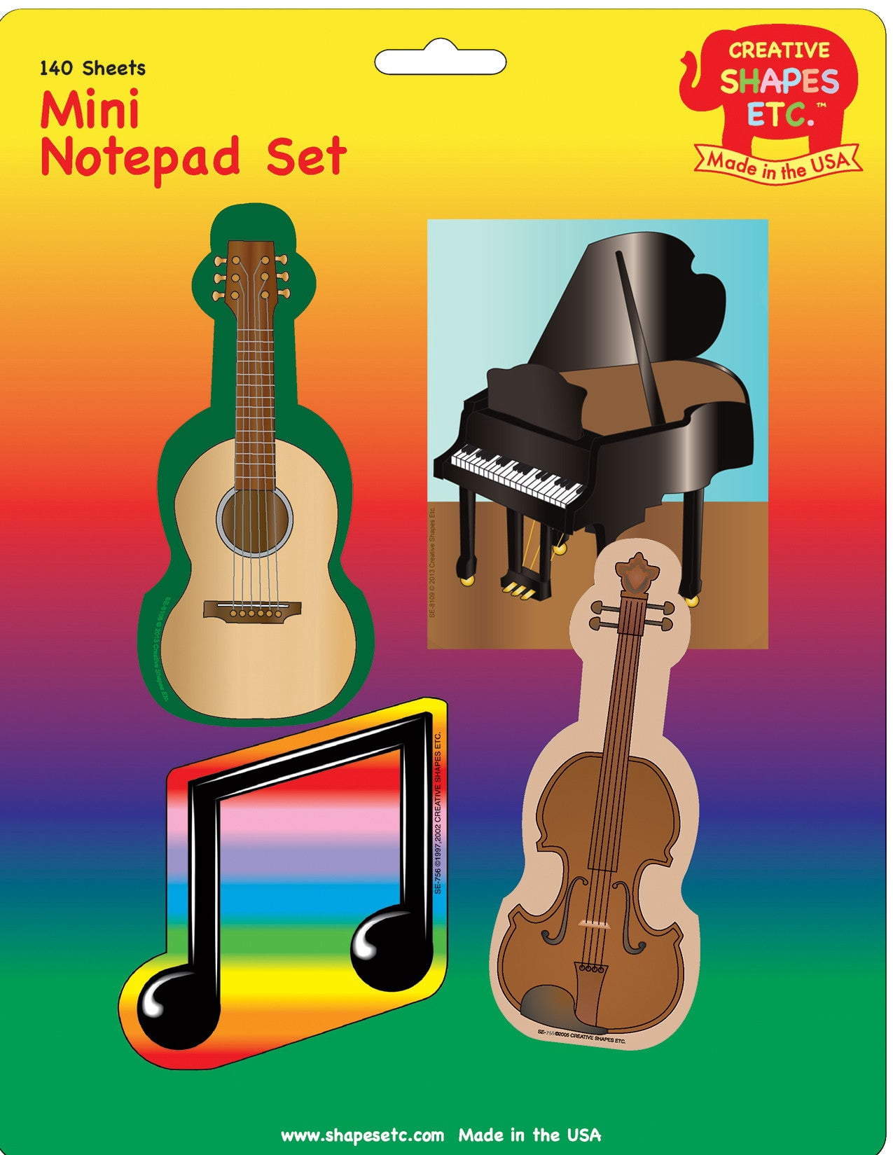SHAPES ETC. Mini Notepad Set - Musical Instruments - Walmart.com