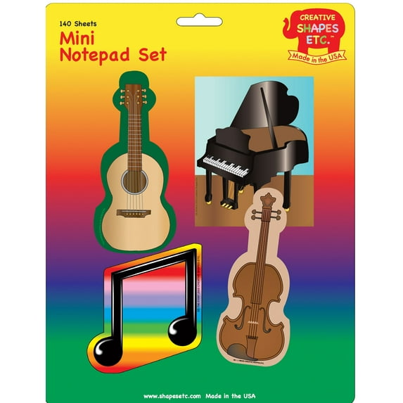 SHAPES ETC. Mini Notepad Set - Musical Instruments