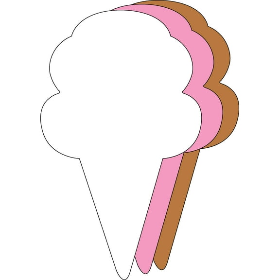 SHAPES ETC. Neapolitan Ice Cream Cone Large Tri-Color Creative Cut-Outs- 5.5