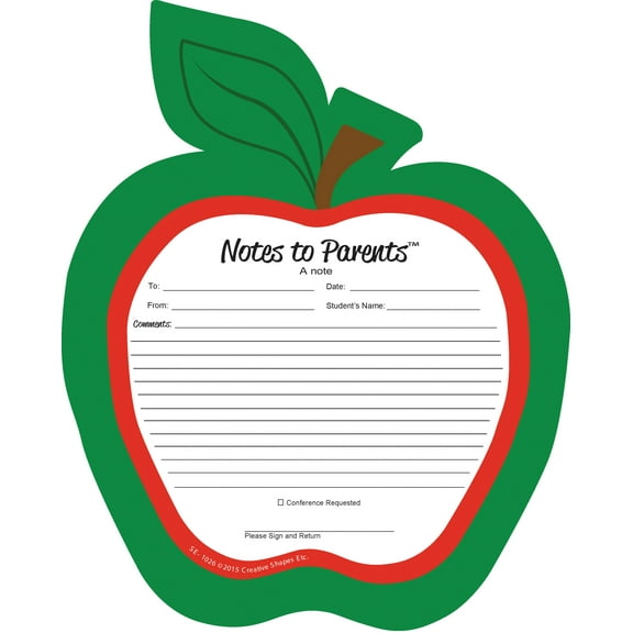 SHAPES ETC. Red Apple Blank Pad - Notes to Parents