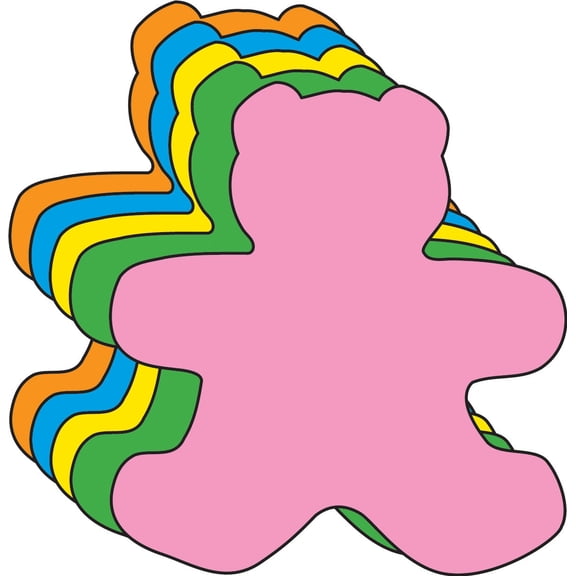 SHAPES ETC. Small Assorted Color Creative Foam Cut-Outs - Teddy Bear