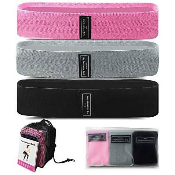 SHAPEU Fabric Resistance Bands for Legs and Butt – Set of 3 Exercise Fitness Bands – Resistance Workout Loop Bands for No Slip Hip Thigh Glute Strength Training