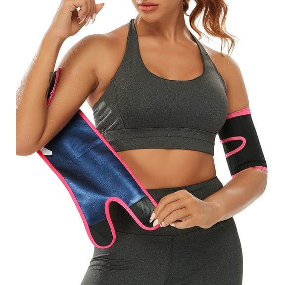 SHAPEVIVA Arm Trimmers for Women Pair Sauna Sweat Arm Shaper Bands Adjustable Arm Trainer Toner Sleeves for Sports Workout