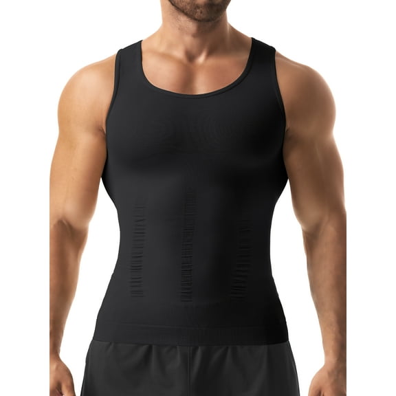 Lalamelon Compression Shirts for Men Shapewear Vest Body Shaper Abs Abdomen Slim Tank Elastic Top Undershirt