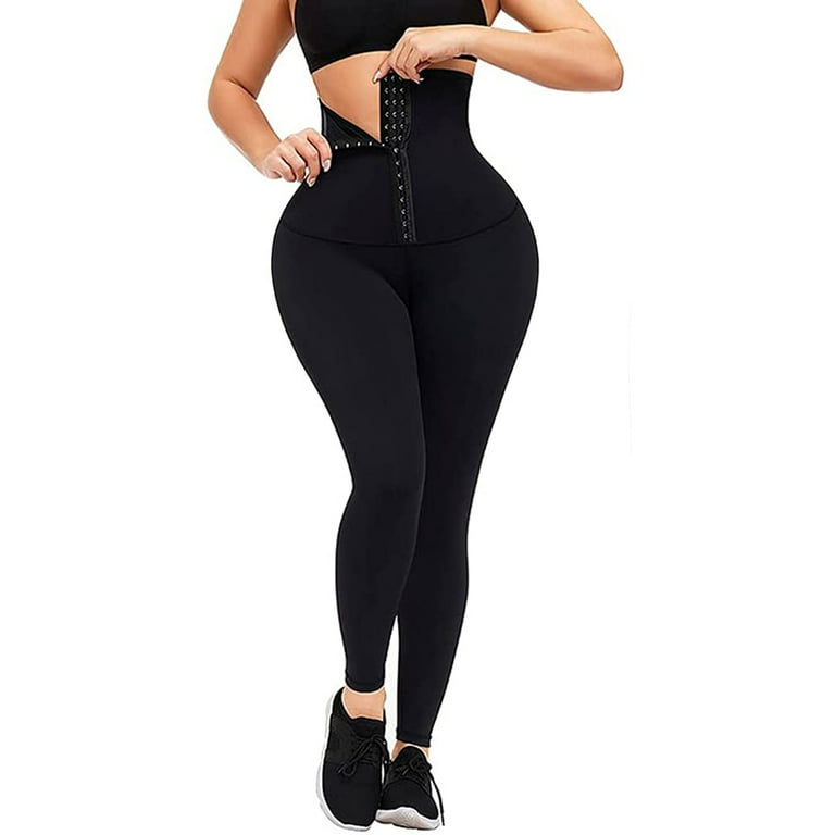 SHAPEVIVA High Waist Corset Yoga Pants, Capri Leggings for Women Tummy  Control Running 4 Way Stretch Workout Leggings 