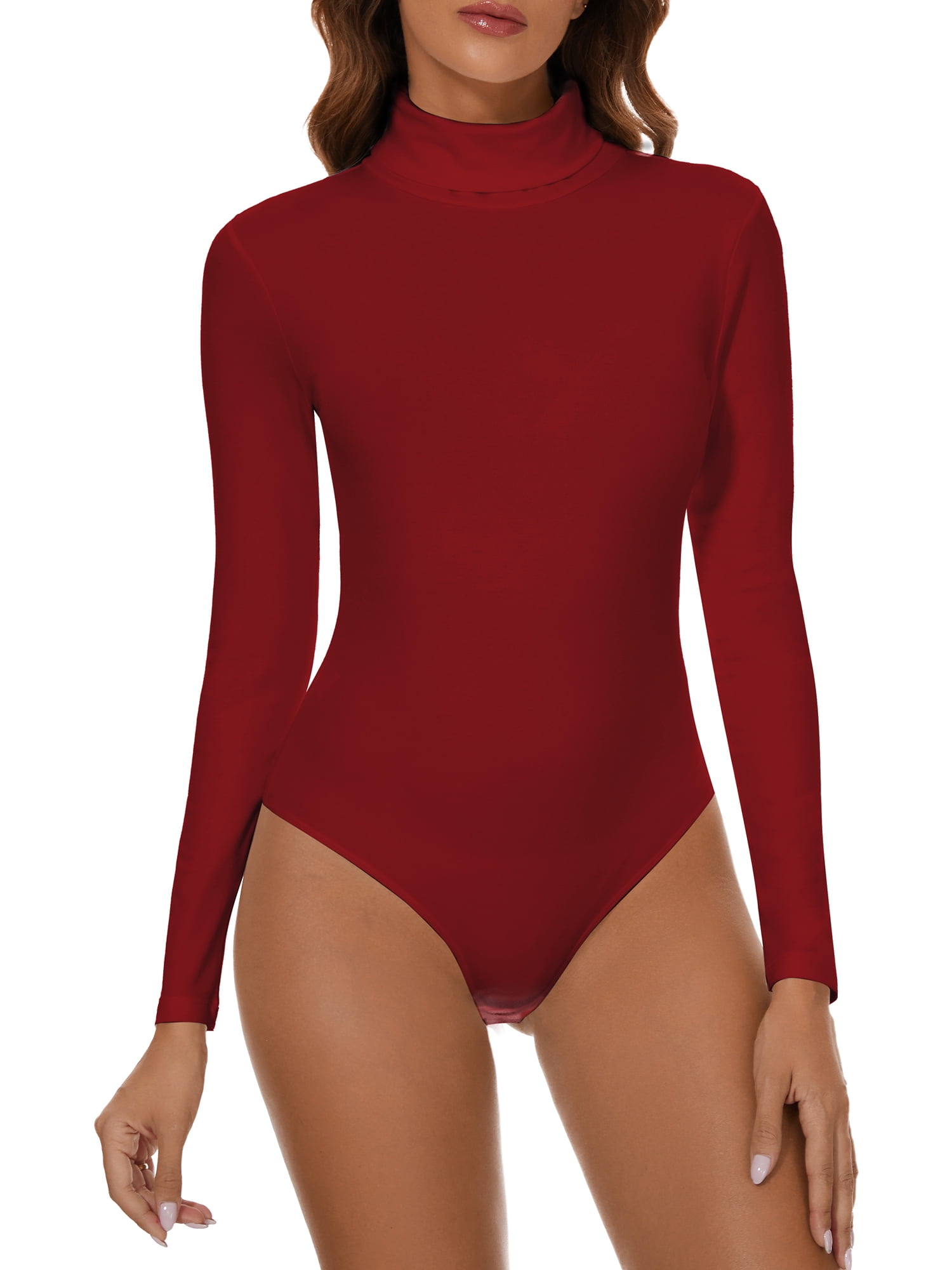 Shapeviva long sleeve bodysuit for women mock turtle neck leotard