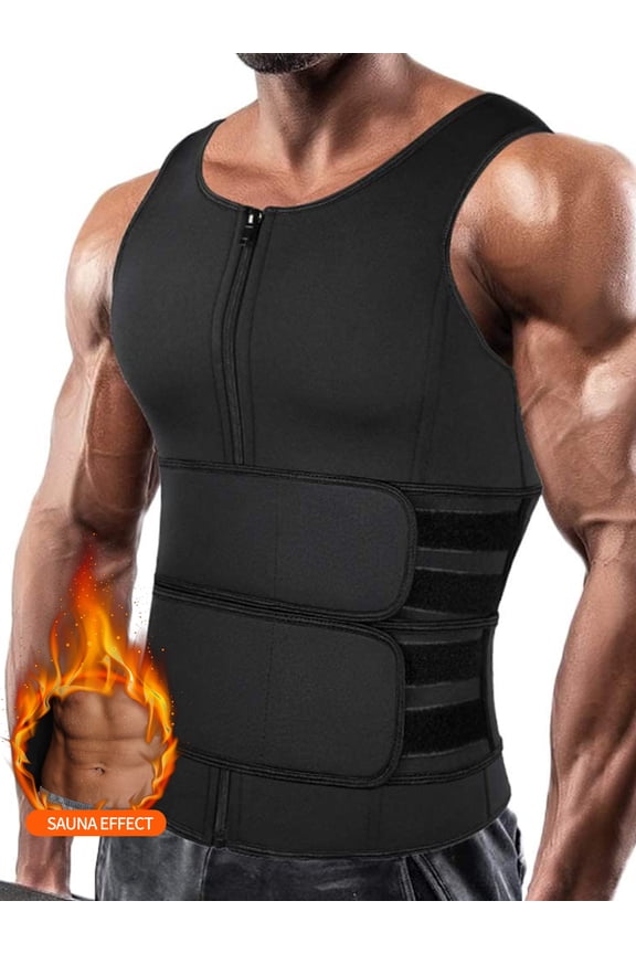 Sauna Suit for Men Waist Trainer Neoprene Sweat Vest with Adjustable Waist Trimmer Belt