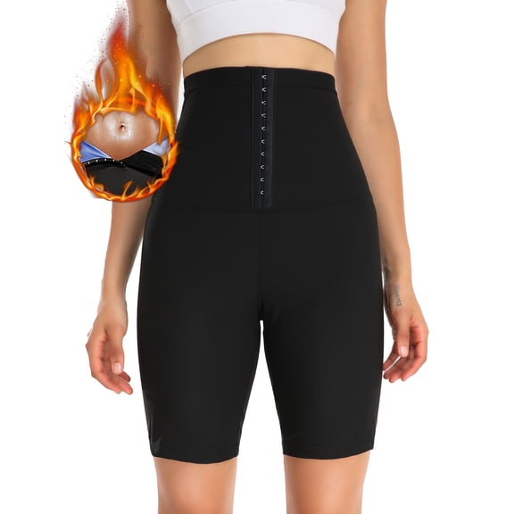 SHAPEVIVA Sauna Sweat Pants for Women High Waist Slimming Corset Shorts Polymer Thermo Workout Thighs