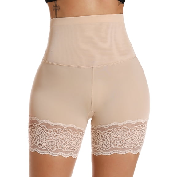 SHAPEVIVA Shapewear Shorts for Women Body Shaper Shorts Tummy Control Panties Lace Trim