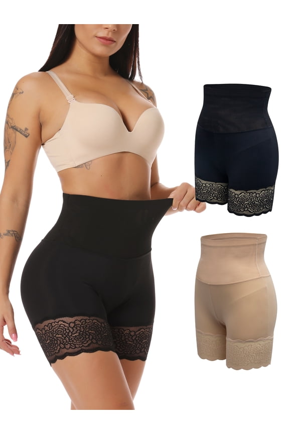 Shapewear Shorts for Women Body Shaper Shorts Tummy Control Panties Lace Trim