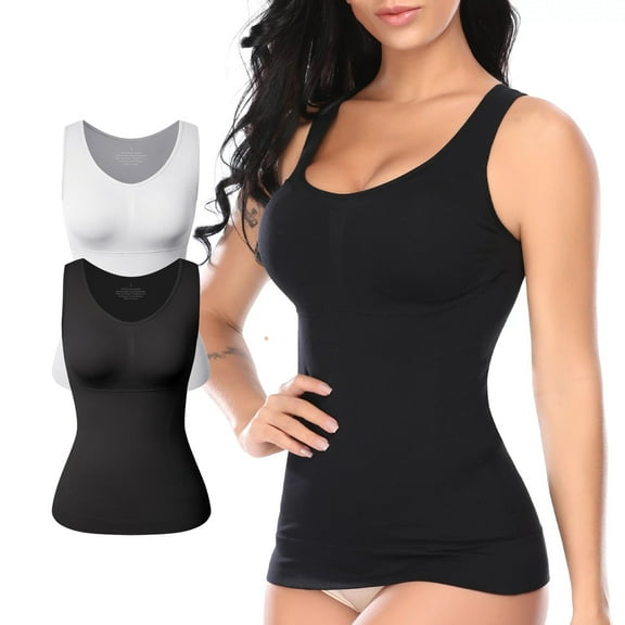 SHAPEVIVA Shapewear Tank Tops with Built in Bra for Women Tummy Control Camisole Underskirts Body Shaper