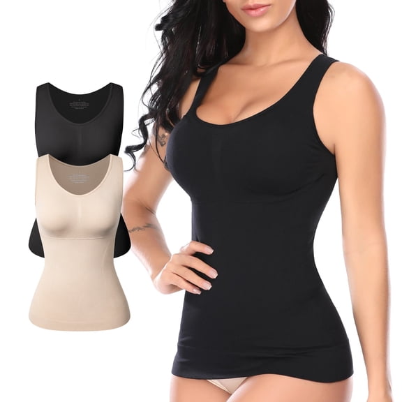 SHAPEVIVA Shapewear Tank Tops with Built in Bra for Women Tummy Control Camisole Underskirts Body Shaper