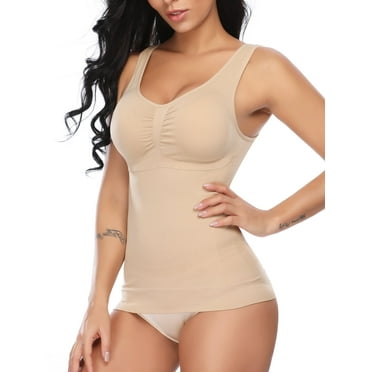 SHAPEVIVA Shapewear Tank Tops with Built in Bra for Women Tummy Control Camisole Underskirts Body Shaper